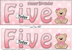 Large DL Happy Birthday FIVE TODAY 3D decoupage