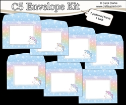 7 x C5 Cute Unicorn envelopes Kit