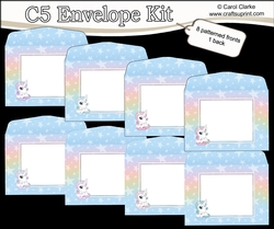8 x C5 Cute Unicorn envelopes Kit