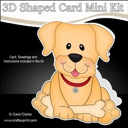 3D Shaped Card Kit - Little Golden Labrador Dog Sunny