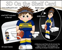 3D On the Shelf Card Kit - Little Rugby Player Denzil plays for Leeds