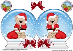Christmas Snow Globe Shaped Card - Cute Little Livvy Bear