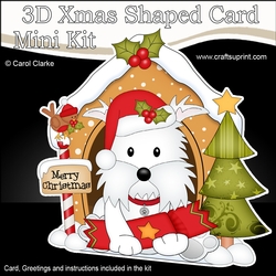 3D Shaped Christmas Kennel Card Kit - Little Westie Dog