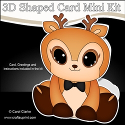 3D Shaped Card Kit - Cute Little Reindeer Snuggles