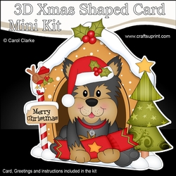 3D Shaped Christmas Kennel Card Kit - Little Yorkie Dog