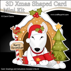 3D Shaped Christmas Kennel Card Kit - Little English Bull Dog Terrier