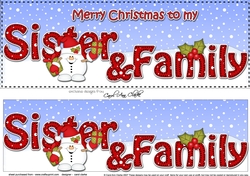 Large DL Merry Christmas to my SISTER & FAMILY insert with Snowball Sam