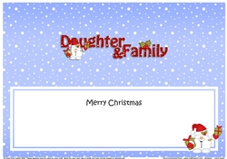 Large DL Merry Christmas DAUGHTER & FAMILY insert with Snowball Sam
