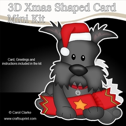 3D Shaped Christmas Card Kit - Little Scottie Dog