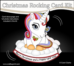 3D Shaped Rocking Christmas Card Mini Kit - Cute Unicorn Rainbow