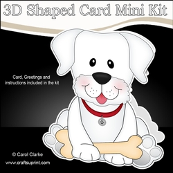3D Shaped Card Kit - Little White Labrador Dog Dash