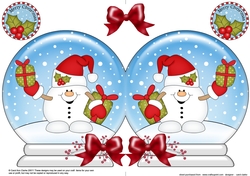 Christmas Snow Globe Shaped Card - Snowball Sam has Presents