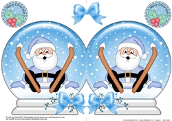 Christmas Snow Globe Shaped Card -  Oops Santa is Skiing