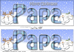 Large DL Merry Christmas PAPA 3D decoupage  with Tartan Snowball Sam