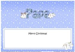 Large DL Merry Christmas PAPA insert with Tartan Snowball Sam
