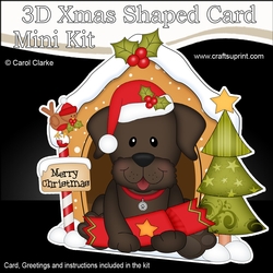 3D Shaped Christmas Kennel Card Kit - Little Chocolate Labrador Dog 