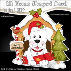 3D Shaped Christmas Kennel Card Kit - Little White Labrador Dog