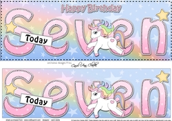 Large DL Happy Birthday SEVEN TODAY 3D decoupage
