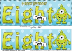 Large DL Happy Birthday EIGHT TODAY 3D decoupage