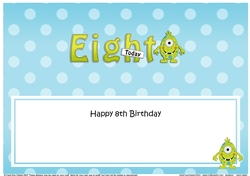 Large DL Happy Birthday EIGHT TODAY insert