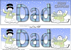 Large DL Merry Christmas DAD 3D decoupage with Snowman Rio