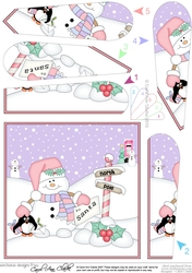 Christmas Snowman Oli is at the North Pole Fan Pyramage Topper