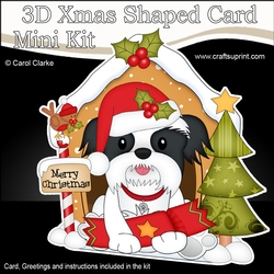 3D Shaped Christmas Kennel Card Kit - Little Shih Tzu Dog