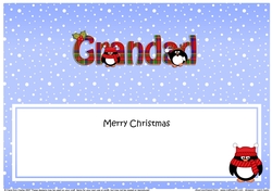 Large DL Merry Christmas GRANDAD insert with Tartan Penguins