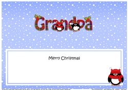 Large DL Merry Christmas GRANDPA insert with Tartan Penguins