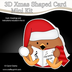 3D Shaped Christmas Card Kit - Bobbin Robin is Carol Singing
