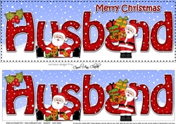 Large DL Merry Christmas HUSBAND with Santa 3D decoupage 