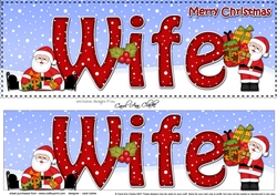 Large DL Merry Christmas WIFE with Santa 3D decoupage