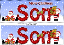Large DL Merry Christmas SON with Santa 3D decoupage