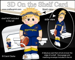 3D On the Shelf Card Kit - Little Rugby Player Davey plays for Warrington