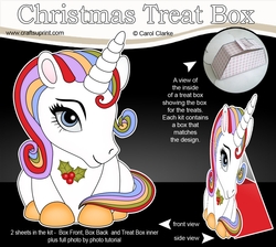 3D Christmas Treat Box Gift Set Mini Kit - Cute Little Unicorn