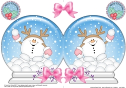 Christmas Snow Globe Shaped Card - Snowball Sam is having a Snowball Fight