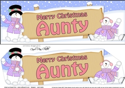 large DL Merry Christmas AUNTY with Snowman 3D decoupage