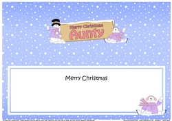 large DL Merry Christmas AUNTY with Snowman insert
