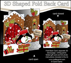 3D Shaped No-Hole Fold Back Christmas Card Mini Kit - Pip Penguin has Xmas Presents