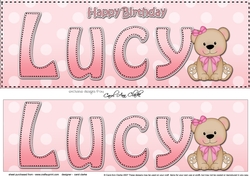 Large DL Happy Birthday LUCY 3D decoupage