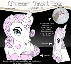 3D Cute Treat Box Gift Set Mini Kit - Cute Little Unicorn Blueberry