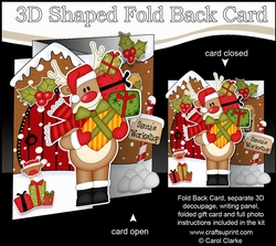 3D Shaped No-Hole Fold Back Christmas Card Mini Kit - Rudolph has Xmas Presents