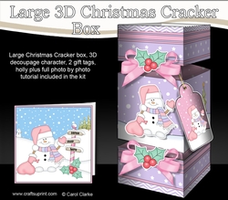3D Large Christmas Cracker Box - Snowman Oli has a Sack of Presents
