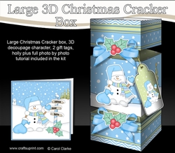 3D Large Christmas Cracker Box - Snowman Oli has a Sack of Presents