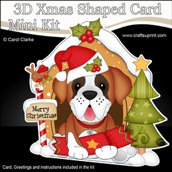 3D Shaped Christmas Kennel Card Kit - Little St Bernard Dog