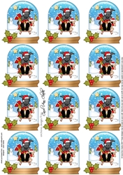 Little Scottie Dog Snow Globe Gift Tags