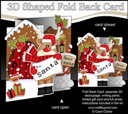 3D Shaped No-Hole Fold Back Christmas Card Mini Kit - Rudolph has a Letter for Santa