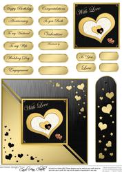 Elegant Hearts Quick Card with Greetings