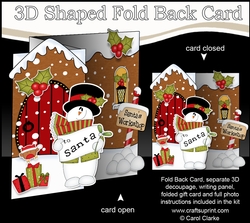 3D Shaped No-Hole Fold Back Christmas Card Mini Kit - Snowman Rio has a Letter for Santa