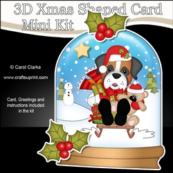 3D Shaped Christmas Snow Globe Card Kit - Little Boxer Dog